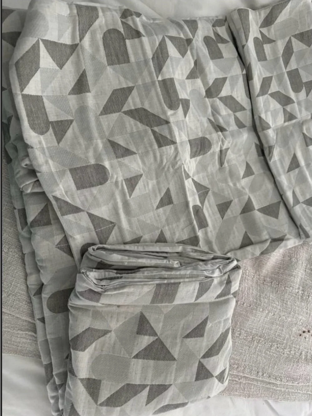 Modern Geo Matelassé Duvet Cover and Sham Set Threshold - Olive/Grey